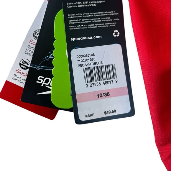 Speedo Blue and Red One Piece Swimsuit for Competitive Swimming. NWT - Picture 5 of 8